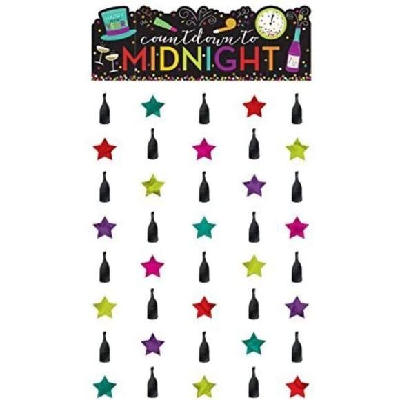 New Year’s Eve Countdown to Midnight Doorway Curtain Jewel Tones 39”x77” - Picture 1 of 9